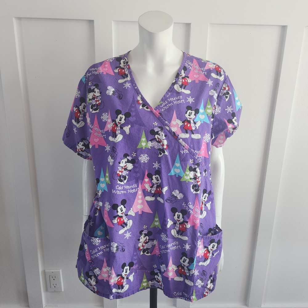 Disney scrubs top/uniform, Mickey and Minnie Mouse patterns, size XL